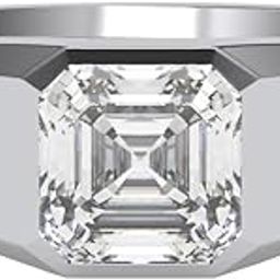 Real 925 Sterling Silver Noel Asscher Solitaire Men Ring |Size Adjustable, Platinum Plated, Swiss Zirconia | Gift for Men & Boys-image-83
