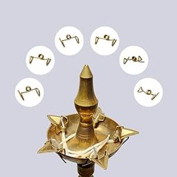 Myijya Pure Brass Samai Kadi Wick Holder for Samayi Lamps & Vilakku - Traditional Thiri Stand for Kerala Diya, Durable and Elegant, Perfect for Religious Ceremonies and Home Décor ( 6, Piece)-image-24