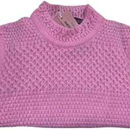 Sleeveless Knitted Pullover Sweater, Crew Neck, Marled Pattern, Size Free for Ladies, Adult and ect... Pink-picture-10