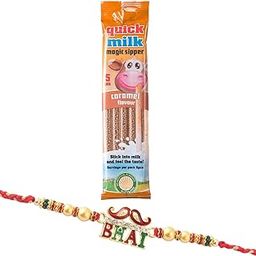 Quick Milk Magic Sipper Straw with Premium Bhai Rakhi | Rakhi Gift For Brother | Magic Sipper Straw | 09-image-23