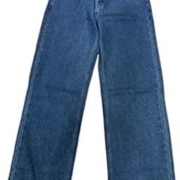 Women’s Medium Blue Cotton Denim Jeans | Non-Stretch Straight Fit | Classic High Waist Rigid Jeans | Durable Wear Denim for Women-image-32