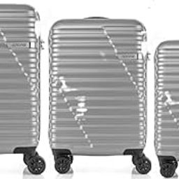 (Set of 3 Pc Small Medium and Large Polycarbonate Hardsided Cabin Checkin Strolly/Suitcase 8 Spinner Wheels Luggage (L.Silver)-15