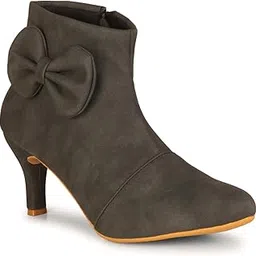 Commander Shoes Trendy High Ankle Zipper Pencil Heel Boots for Girls and Women (550 7UK Black)-picture-35