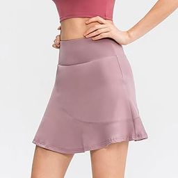 Decdeal 2 in 1 Women Sport Skirt with Shorts Pockets Quick Dry Ruffled High Waist Athletic Skorts for Golf Tennis Workout-image-78