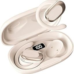 VEHOP S300 OWS Open Ear Wireless Earbuds with Display, ENC Mic for Crystal-Clear Calls, 60hr Playtime with Type-C Fast Charging, BT5.4 Gaming Bluetooth Earphones, Touch Control Sports Headphone. Beige-image-67