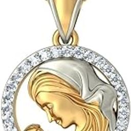 92.5 Sterling Silver American Diamond Lovely 'Mother Child' Pendant for Women-image-38