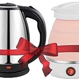 Rfv1 Combo Pack Electric Stainless Steel Kettle 1.8 Ltr And Silicon Foldable Electric Kettle 600Ml(Any Assorted Colour) For Travel And Gifting - 1500 Watt-picture-13