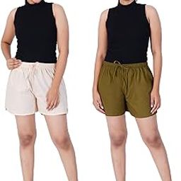 100% Pure Cotton Shorts for Women- Soft, Light, Breathable Lounge/Outing/Summer/Vacation, Regularfit Solid Multicolor - Casual and Comfort Bottomwear-image-99