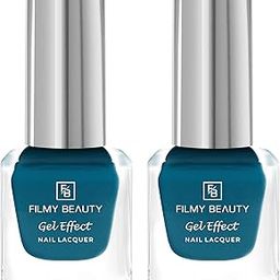 FILMY BEAUTY One Coat Gel Nail Polish, Super Glossy Finish, Long-Lasting, Waterproof & Quick Dry, Non-Chipping, Blue Luna, 10 ml Each, Set of 2, Blue colour-7