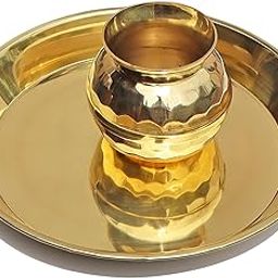 Pure Source India Pure Brass 10Inch Pooja Thali with Lota | Traditional Puja Plate and Kalash for Rituals & Festivals-image-15