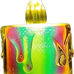 LED Tea Light Candles, Holographic Iridescent Design, Battery Operated, Set of 4-image-12