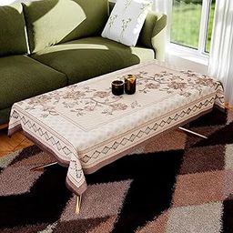 Kuber Industries Center Table Cover | 40x60 Inch | Indoor & Outdoor Table Cover | Net 4 Seater Table Cover | Table Protector Cover for Home | Flower Digital Embroidery Print-730 | CTC | Brown-image-55