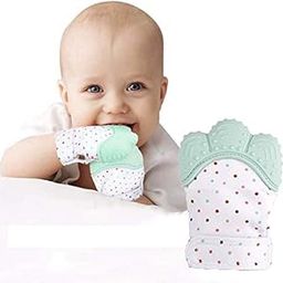 Koochie-Koo Infant Teething Mittens Food Grade Silicone Self Soothing Teether Gloves Toy for Babies of 3-18 Months (Pack of 2, Green)-17
