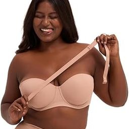 Strapless Bra for Women with Removable Straps – Half Cup Push Up Bra with Anti-Slip Silicone, Adjustable Back Closure, Soft Stretch Fabric for All-Day Comfort-picture-1