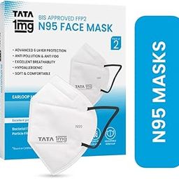 Tata 1mg BIS Approved FFP2 N95 Mask White - Ear Loop, 6 Layers Protection Face Mask (Pack of 2)-54