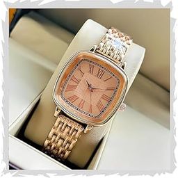 Analog Stylish Strap Square Dial Gold & Rose Gold Watches Foen Women's & Girls for Office and Outdoors DRW-05-50