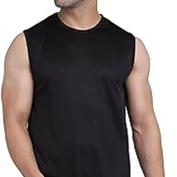 Men's Dryfit Active Performance Solid Round Neck Sleeveless Polyester T-Shirt (Pack of 1)-image-47