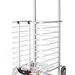 AR Mall 8 Wheels Shopping Trolley Utility Grocery Foldable Rolling Cart Aluminum Folding Shopping Cart Trolley with Wheel Deluxe Utility Cart for Travel Luggage Trolley (8 Wheel)-picture-28