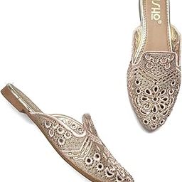 Women's Traditional Ethnic Flat Designer Mules-picture-37