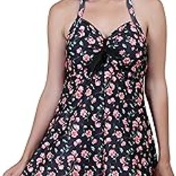Women Sailor Pin Up Swimsuit Retro One Piece Halter Neck with Inner Shorts Padded Swimdress Swimming Costume Swimwear-image-24
