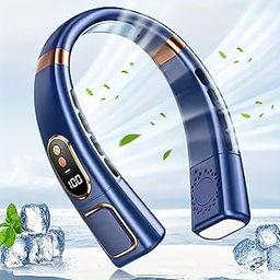 REXERA Portable Bladeless Rechargeable 𝐍𝐞𝐜𝐤 𝐅𝐚𝐧 with 𝐋𝐄𝐃 𝐋𝐢𝐠𝐡𝐭 360° Airflow 10 Hour Play 9000mAh USB Neck Fan, Hands-Free Wearable Cooling New 𝟓 𝐇𝐢𝐠𝐡 𝐒𝐩𝐞𝐞𝐝 Fan (Blue)-image-59