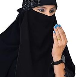 VASTRAGRAH Women's fashion Black Nida fabric 3 Flower Nosepiece | One Layer Saudi Niqab for Muslim WomenGirl | Nosepiece Hijab-image-85