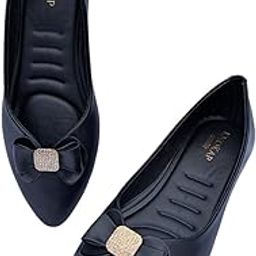 Women's Slip-On Light-Weight & Comfortable Casual Ballerinas | Semi-Formals, Smart-Casual, Travel & Shopping, Office Bellies | Soft & Cushioned Footbed with Anti-Skid Outsole | Black/Cream-image-75