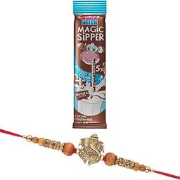 Quick Milk Magic Sipper Straw with Premium Ganesha Rakhi | Rakhi Gift For Brother | Magic Sipper Straw | 07-8