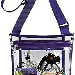 Women's Clear Stadium Approved Cross-Body Purse with Adjustable Strap - Vinyl Lightweight Waterproof Transparent Bag with Inside Pocket for Work, Sports Games and Concerts, Navy Blue-image-85