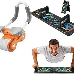 ALYV Core & Upper Body Training Combo – Ab Roller & Push-Up Board for Home Fitness & Strength Workouts | Full Body Home Workout Kit for Core, Chest, Arms & Strength Training-image-29