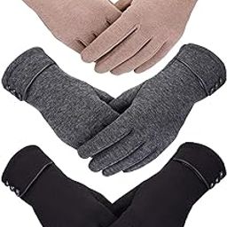 Women Winter Gloves 3 Pairs Women Winter Gloves Warm Touchscreen Gloves Windproof Gloves for Women Girls Winter Using Black Gray Khaki, M, as shown, M-image-29