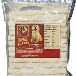ADB Creations Dog Food Chew Stick Milky Rawhide Calcium Twisted Munchie Treats Nutritional Benefits Strengthen Bones and Teeth for All Breeds Dogs and All Life Stages (400 gram)-image-16