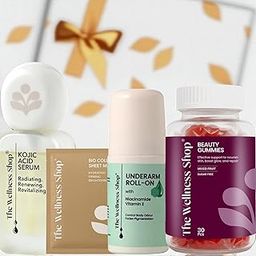 The Wellness Shop Rakhi Gift Combo for Sister, Cousin | Kojic Acid Face Serum + Collagen Facial Sheet Mask + Under Arm Roll-On + Beauty Gummies (30 Pcs) | Skincare & Wellness Self-Care Gift Hamper-image-35