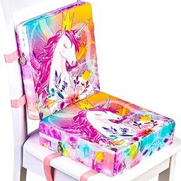 Toddler Booster Seat for Dining Table,Chair Increasing Cushion for Kids,Portable Dismountable,Washable Thick Chair Seat Pad Mat Strap - Unicorn biyan-image-32