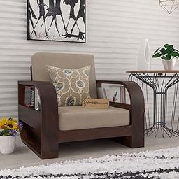 SAAMENIA FURNITURES Wooden 1 Seater Sofa Set for Living Room | One Seater Sofa for Office & Lounge | Sheesham Wood, Walnut-image-84