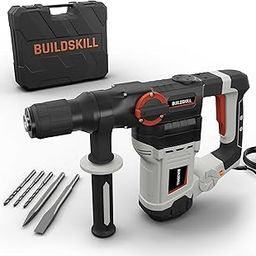BUILDSKILL Rotary Hammer Drill Machine Heavy Duty -1020W Copper Motor | 10.2J Impact Energy | LED Light | 26mm SDS Plus Chuck | 2 Modes - Hammer & Hammer Drill | 1 Flat, 1 Pointed, 3 Drill Bits & Case-5