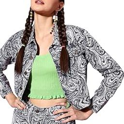 Blue Marble Print Denim Jacket-image-23