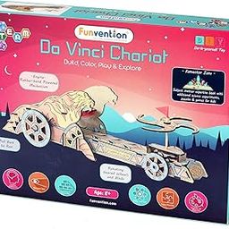 Funvention Da Vinci Chariot DIY Wooden Mechanical Model Science Educational Toy - STEM Learning Kit for Kids 3D Puzzle-image-32