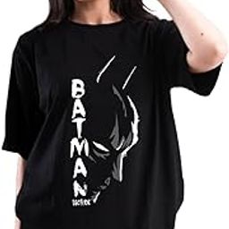 Oversized Half Sleeve Tshirt for Women, Round Neck Longline Drop Shoulder T-Shirt (Color Black)-16