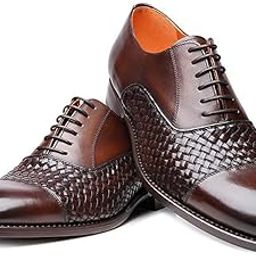 The Royale Peacock Dark Brown Braided Leather Toecap Oxford Formal Shoes for Men-image-97