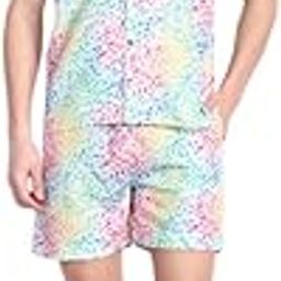 Men's Cotton Comfortable Night Suit | Long Sleeve Shirt with Elastic Short Set | (White Multicolor, XXXL)-image-42