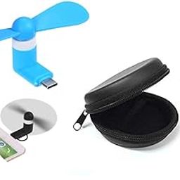 Type-C Mini Fan 2-Blade Fan High Speed USB Fan, Mobile Cooler, Mini fan Support with All Android & Type-C Smatphones & Black Colour Round shape Handsfree Pouch Free (Multi-colour)10 inches-77