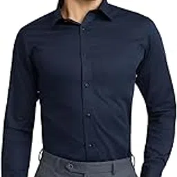raymond Men's Pure Cotton Solid Pattern Slim Fit Semi Cutaway Collar Full Sleeve Formal Shirt-picture-12