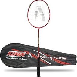 Ashaway Power Flash Badminton Racket | Strung | 85g | Up to 25 LBS | Even Balance (Red)-picture-10