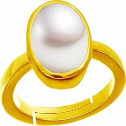 Moti Stone Ring 7.00 Carat South Sea Pearl Stone Ring GOLD Plated with Lab Certified Card(Pearl Gemstone Original Certified/Pearl South sea/moti Gemstone Certified Natural)for Men and Women-image-71