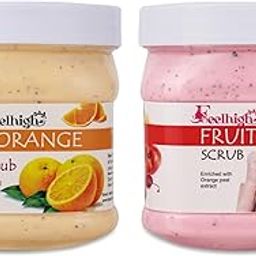 Feelhigh Orange Scrub enriched with Apricot oil helps to smooth skin 500ml, Fruit scrub enriched with fruit extract helps to clear the skin 500ml Men & Woman-image-85