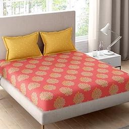 Portico New York Sparkle 100% Cotton 144TC Double Bedsheet with 2 Pillow Covers(224CMX254CM), 144 TC, Multi-image-17