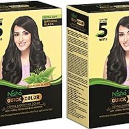 Nisha Quick Hair Color, 5 Minute Hair Color for Women & Men, Ammonia Free Henna Based Hair Colour, 100% Grey Coverage, Black Hair Dye, Natural Black Hair Color (60g Pack of 2)-image-31