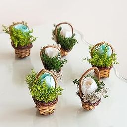 Flowers and Fillers | Bouquet Floral Mini Basket- Blue and White (Set of 6) | Natural Dried Flower | Eco-Friendly Flowers for Home, Office, Bedroom, Table Decoration and Craft Items Corner-image-58