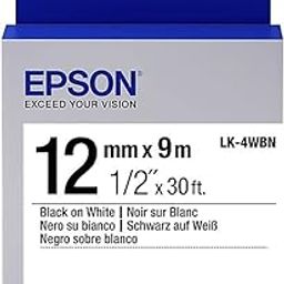 Epson LabelWorks Standard LK (Replaces LC) Tape Cartridge ~1/2" Black on White (LK-4WBN) - for use with LabelWorks LW-300, LW-400, LW-600P and LW-700 Label Printers-image-68